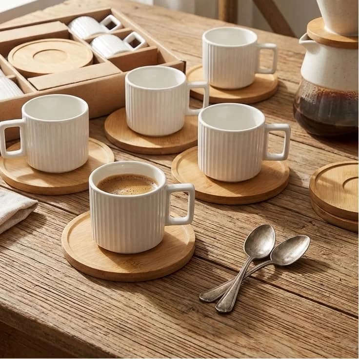 Kit de xícaras de café em porcelana fina